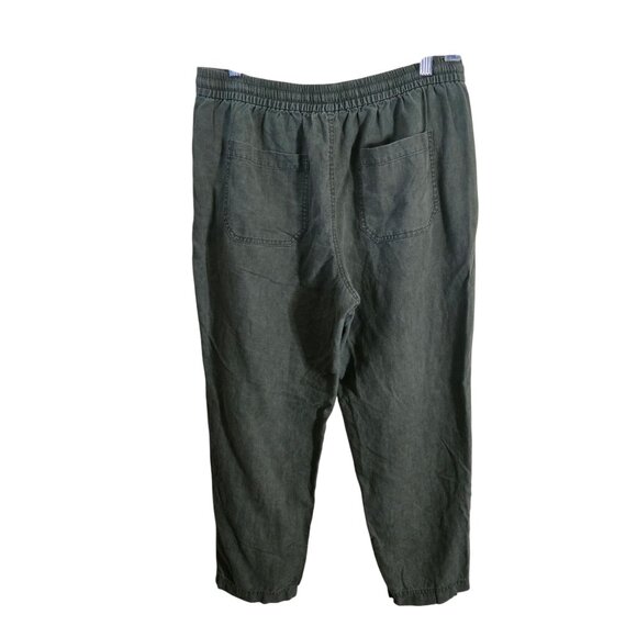 J.Crew Olive Pull On Linen Elastic Drawstring Waist Crowd Pants Size M - Picture 3 of 6